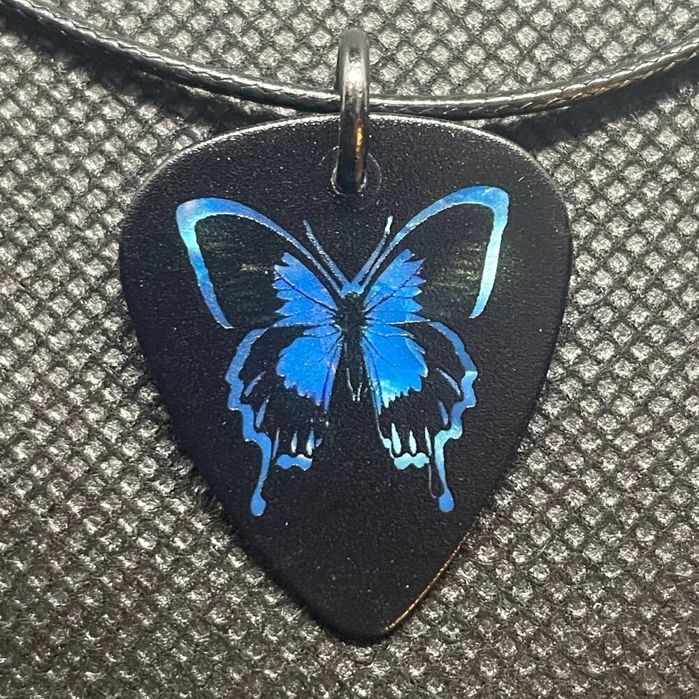 Handcrafted Butterfly Guitar Pick Necklace